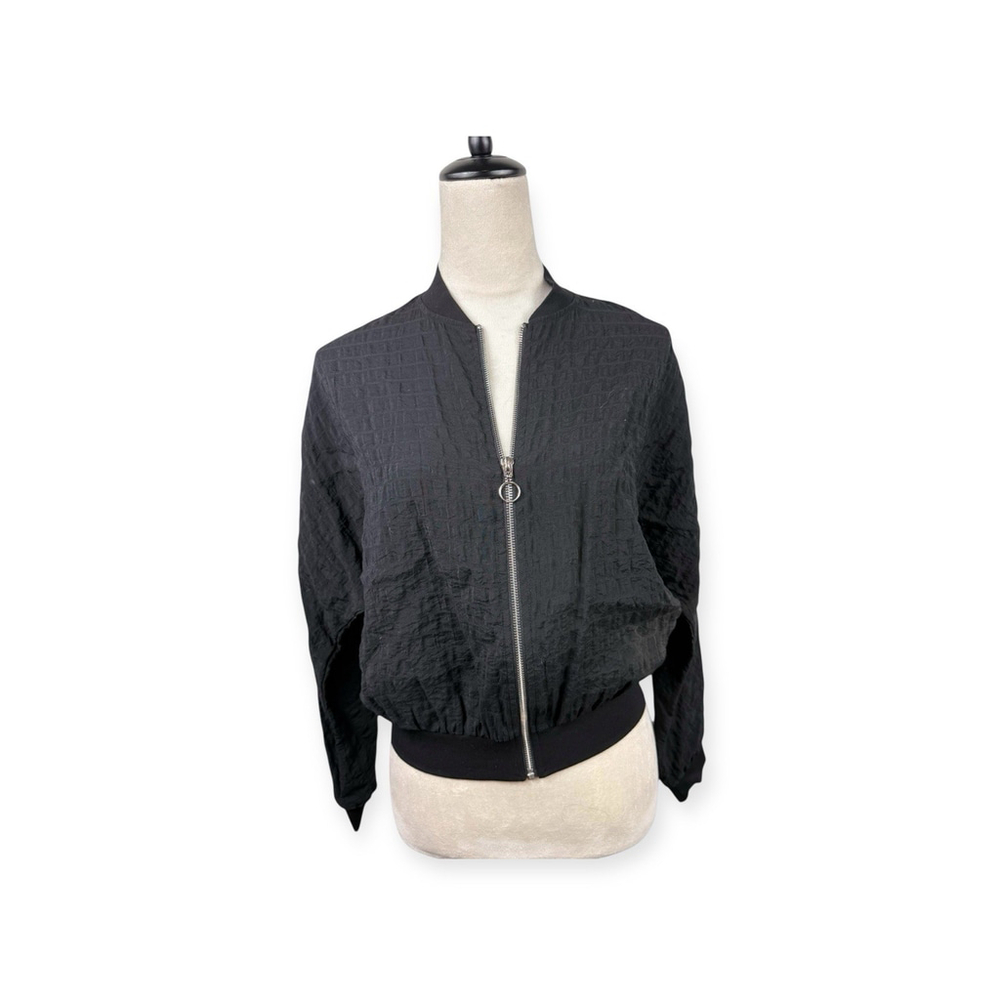 Patrizia Luca Textured Black Zip Front Jacket Size XS